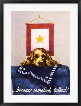 Framed Sad Puppy Propoganda Poster, 1944 Print