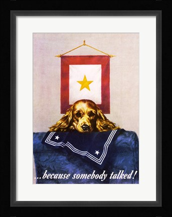 Framed Sad Puppy Propoganda Poster, 1944 Print