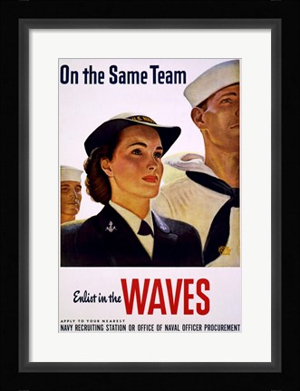 Framed On the Same Team Enlist in the Waves Print