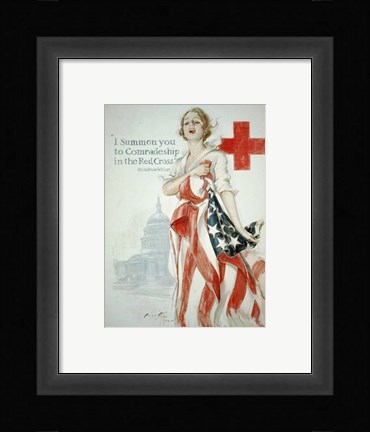 Framed Harrison Fisher WWI American Red Cross Poster Print