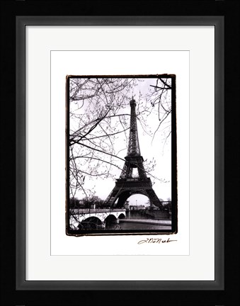 Framed Eiffel Tower Along the Seine River Print