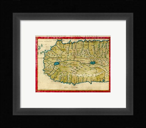 Framed 1561 Map of West Africa by Girolamo Ruscelli Print