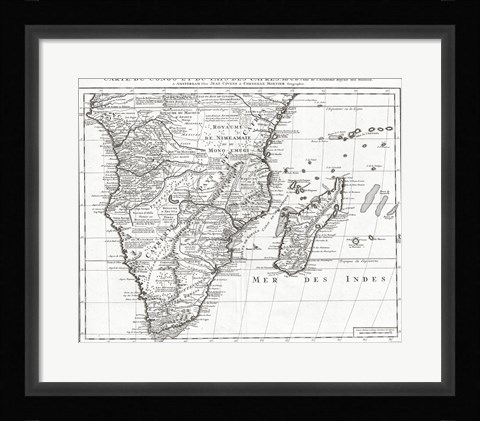 Framed 1730 Covens and Mortier Map of Southern Africa Print
