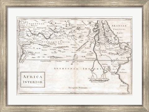 Framed 1730 Toms Map of Central Africa Print