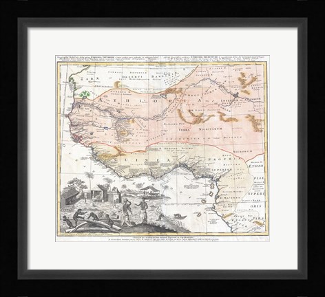Framed 1743 Homann Heirs Map of West Africa Print