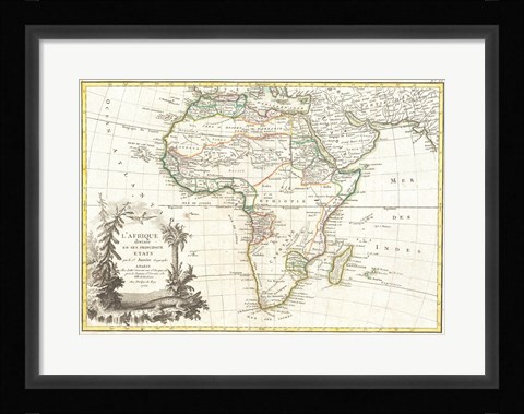 Framed 1762 Janvier Map of Africa Print