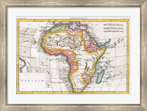 Framed 1780 Raynal and Bonne Map of Africa Print