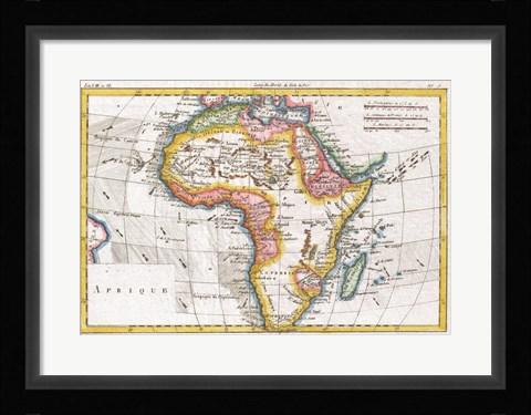 Framed 1780 Raynal and Bonne Map of Africa Print