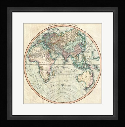 Framed 1801 Cary Map of the Eastern Hemisphere Print
