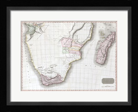 Framed 1809 Pinkerton Map of Southern Africa Print