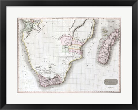Framed 1809 Pinkerton Map of Southern Africa Print