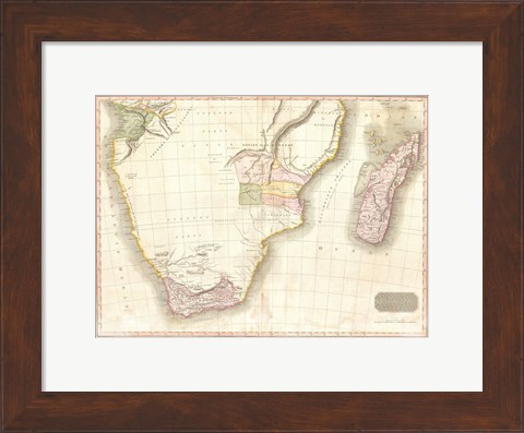 Framed 1818 Pinkerton Map of Southern Africa Print