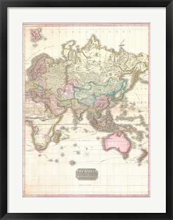 Framed 1818 Pinkerton Map of the Eastern Hemisphere Print
