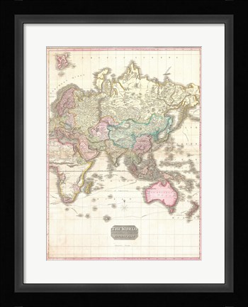 Framed 1818 Pinkerton Map of the Eastern Hemisphere Print