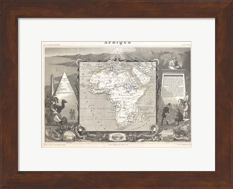 Framed 1847 Levasseur Map of Africa Print