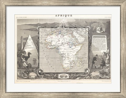 Framed 1847 Levasseur Map of Africa Print
