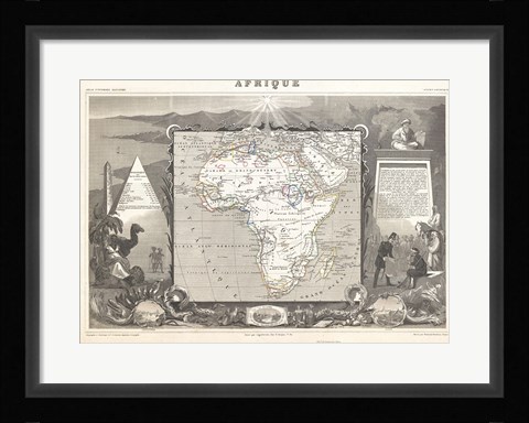 Framed 1847 Levasseur Map of Africa Print