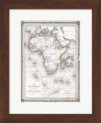 Framed 1852 Bocage Map of Africa Print