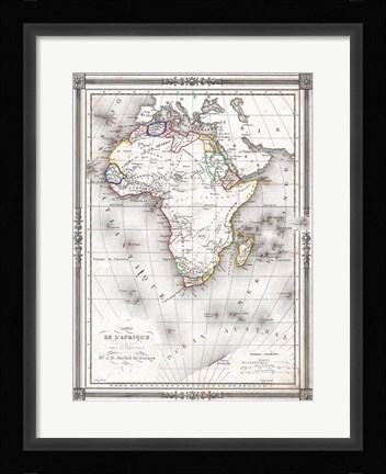 Framed 1852 Bocage Map of Africa Print