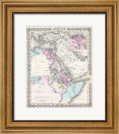 Framed 1855 Colton Map of Northeastern Africa Print