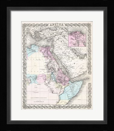 Framed 1855 Colton Map of Northeastern Africa Print