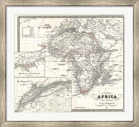 Framed 1855 Spruner Map of Africa Since the Beginning of the 15th Century Print