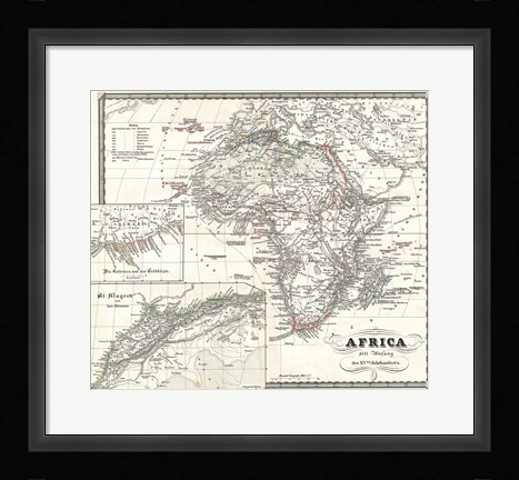 Framed 1855 Spruner Map of Africa Since the Beginning of the 15th Century Print