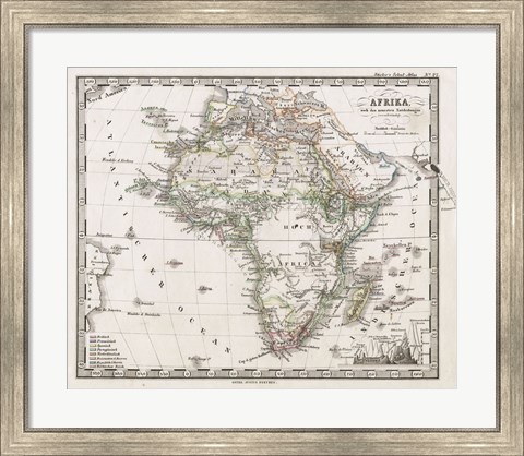 Framed 1862 Stieler Map of Africa Print