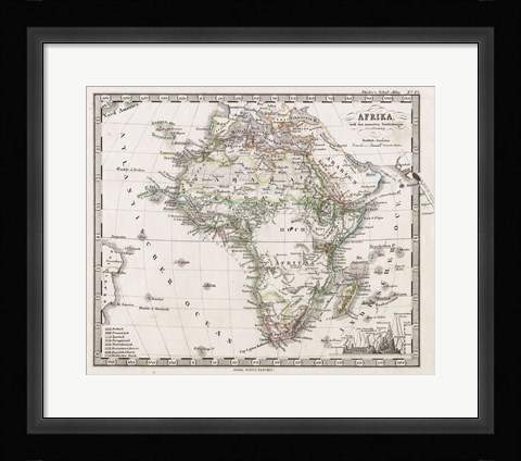 Framed 1862 Stieler Map of Africa Print