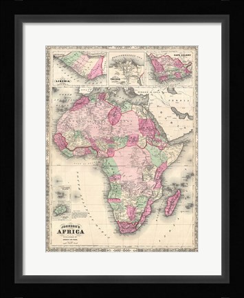 Framed 1864 Johnson Map of Africa Print