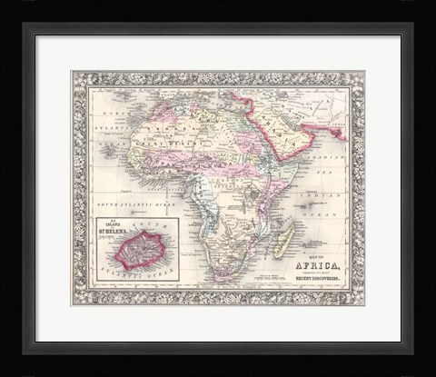 Framed 1864 Mitchell Map of Africa Print