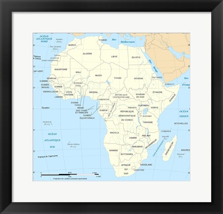 Framed Africa Map Political Print