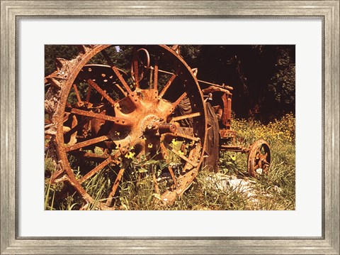 Framed Abandoned Tractor Near Mississippi River Bank Print