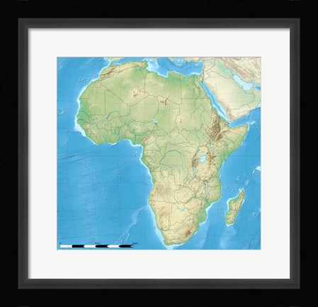 Framed Africa Relief Location Map Print