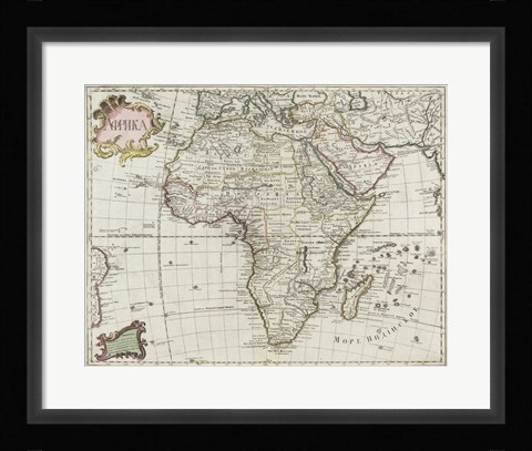 Framed Map of Africa 1745 Print