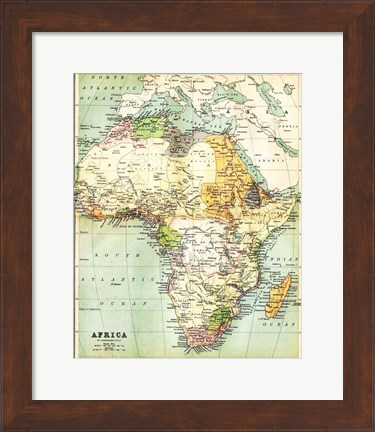 Framed Map of Africa 1885 Print