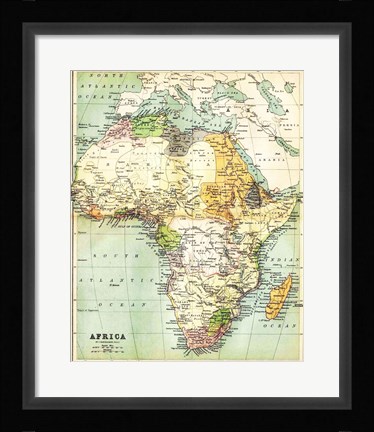 Framed Map of Africa 1885 Print