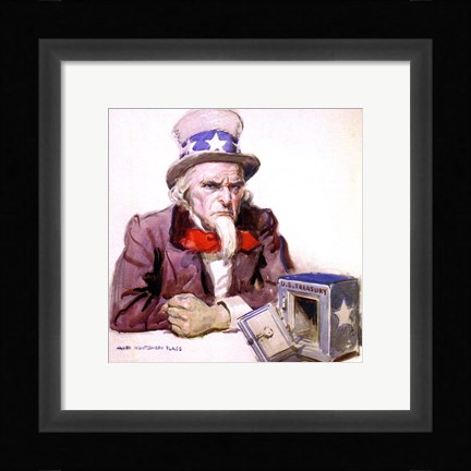Framed James Montgomery Flagg  -Uncle Sam With Empty Treasury 1920 Print