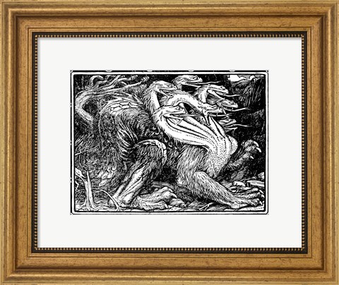 Framed Medieval Dragon I Print