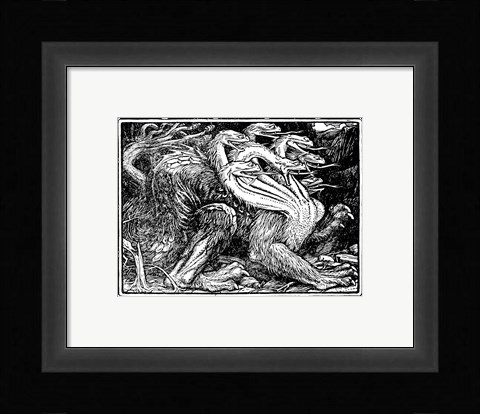 Framed Medieval Dragon I Print