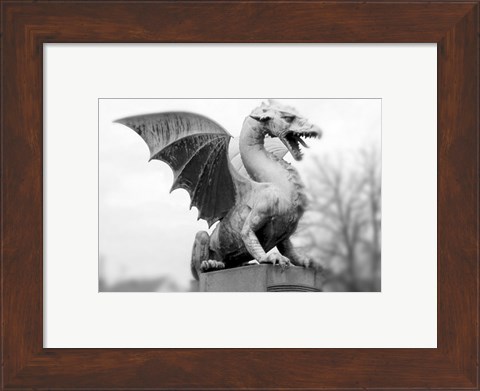 Framed Dragon Statue Print