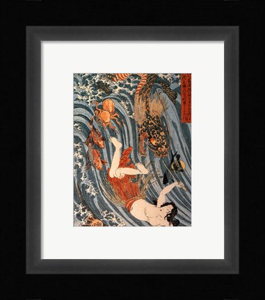 Framed Tamatori Being Pursued by a Dragon Print