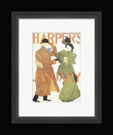 Framed Brooklyn Museum Harper's Poster January 1895  Edward Penfield Print