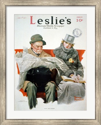 Framed Fact &amp; Fiction by Norman Rockwell 1917 Print