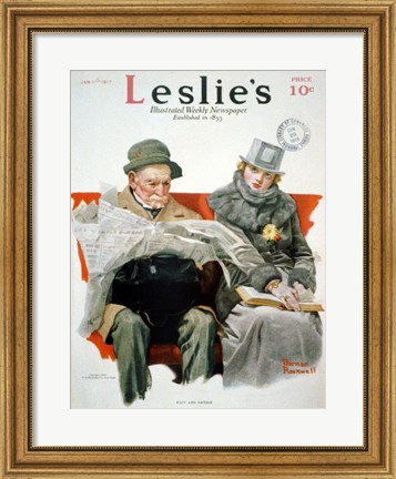 Framed Fact &amp; Fiction by Norman Rockwell 1917 Print