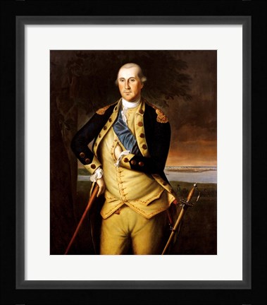 Framed George Washington by Peale 1776 Print