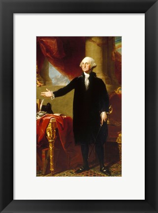 Framed Gilbert Stuart, George Washington Lansdowne Portrait, 1796 Print