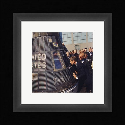 Framed JFK Inspects Mercury Capsule Print
