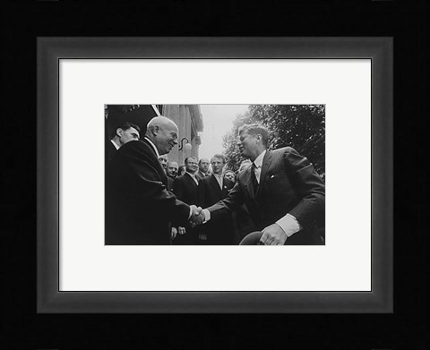 Framed JFK Khrushchev Handshake 1961 Print