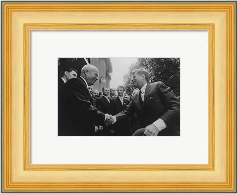 Framed JFK Khrushchev Handshake 1961 Print